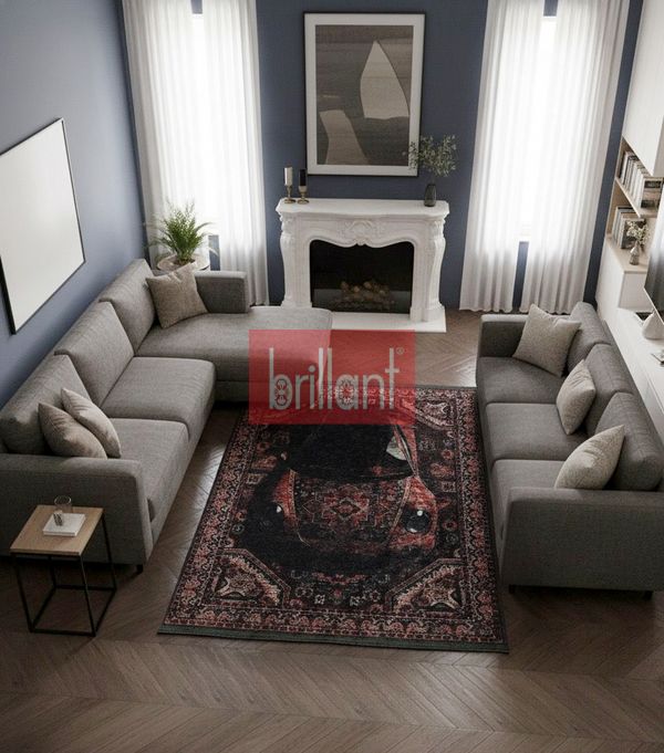 (kirmizi) Vintage Araba Desenli Lateks Taban Halı - 3