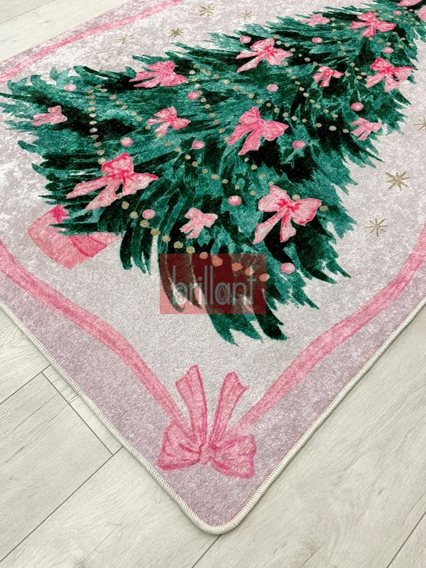 (pembe) Pembe Renk - Yeniyıl Konsept Yılbaşı Halı - 2