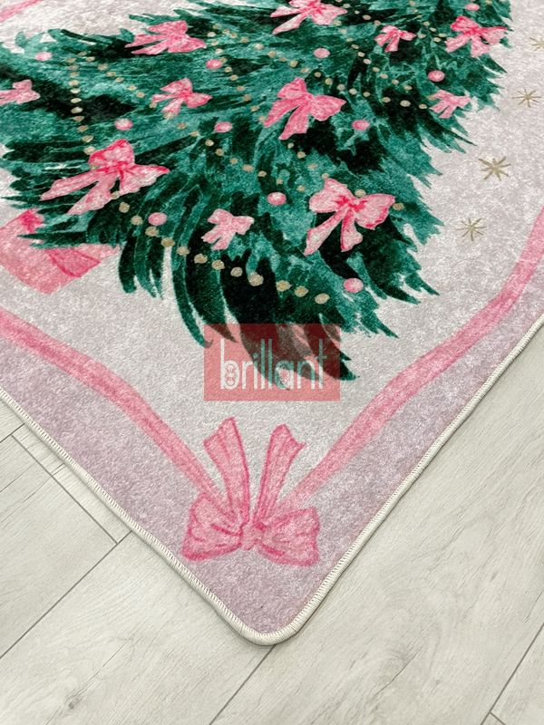(pembe) Pembe Renk - Yeniyıl Konsept Yılbaşı Halı - 4