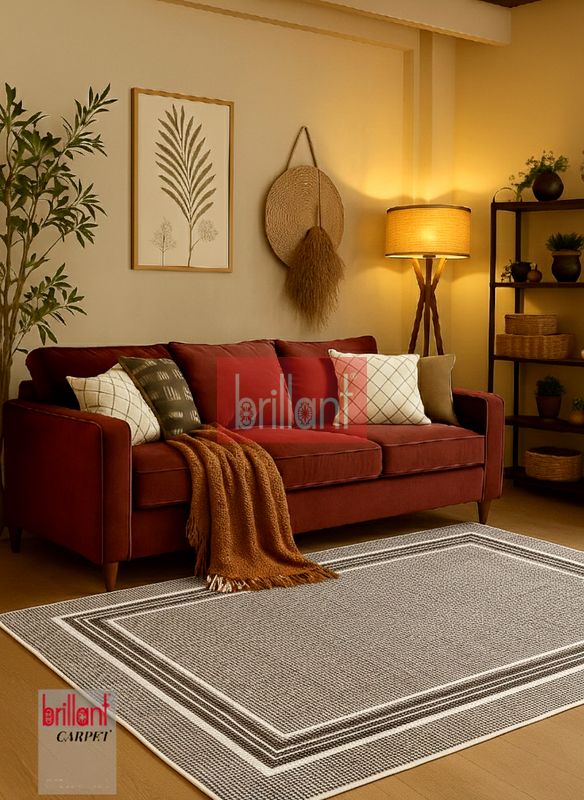 (kahverengi) Sisal Hasır Görünümlü Lateks Taban Yolluk Antre Halı - 2