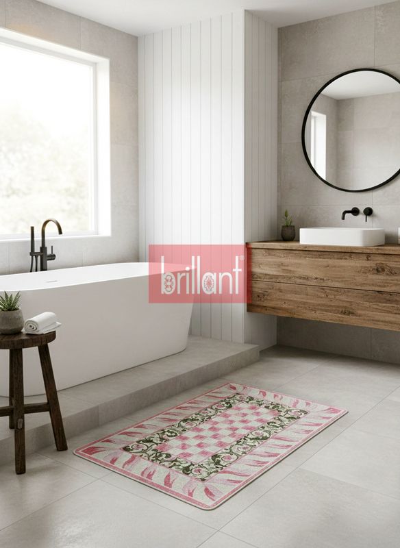 (pembe) Çiçek Desen Pembe Renk -  Banyo Papası (60 x 100) - 3