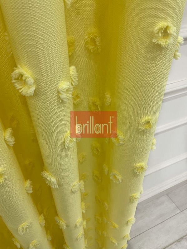 (sari) Sarı Renk Çocuk Odası Ponponlu Pufy Fon Perde 1/3 SIK Pile - 7