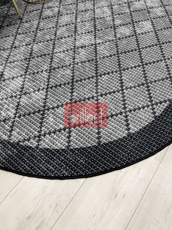 (gri-oval) GRİ Jüt Sisal Görünüm Bordürlü Kaymaz Taban Yolluk Halı - 3