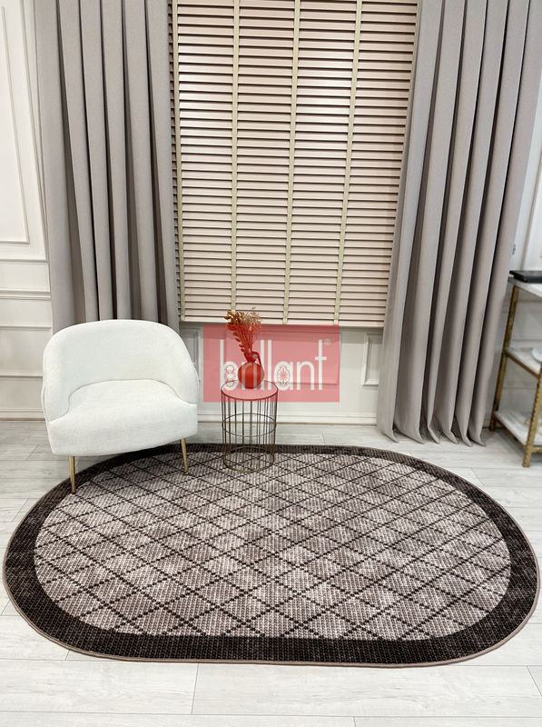 (kahverengi-1) BEJ-KAHVERENGİ Jüt Sisal Görünüm Bordürlü Kaymaz Taban Yolluk Halı - 2