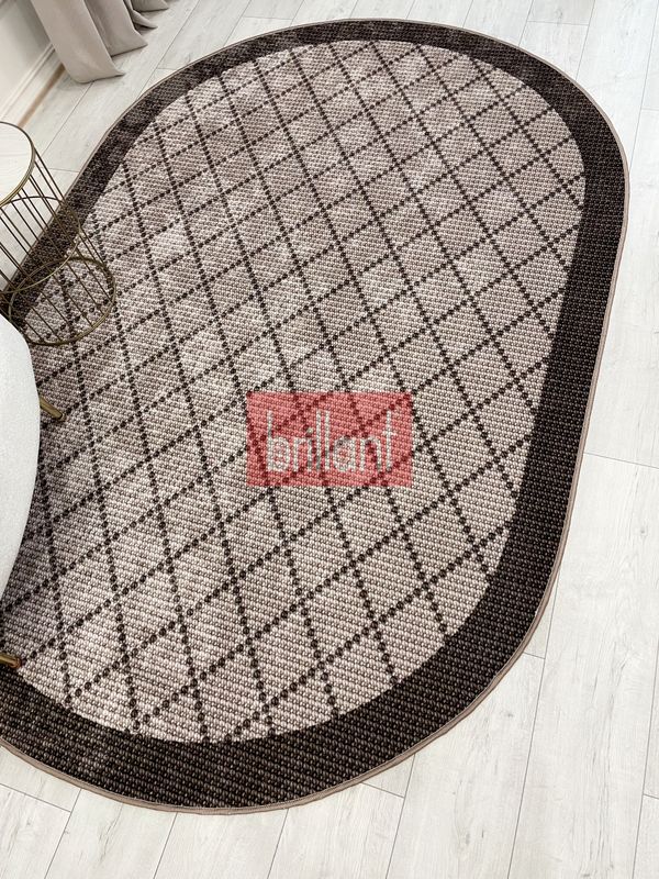 (kahverengi-1) BEJ-KAHVERENGİ Jüt Sisal Görünüm Bordürlü Kaymaz Taban Yolluk Halı - 4