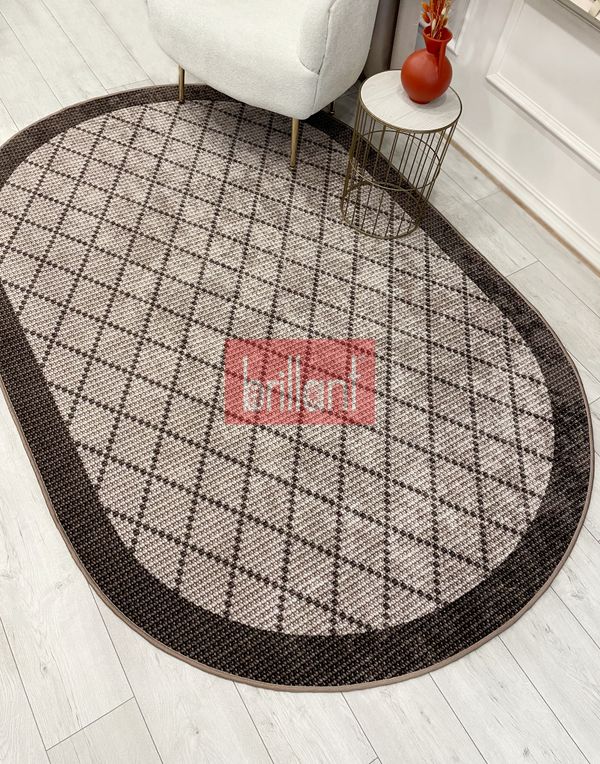 (kahverengi-1) BEJ-KAHVERENGİ Jüt Sisal Görünüm Bordürlü Kaymaz Taban Yolluk Halı - 5