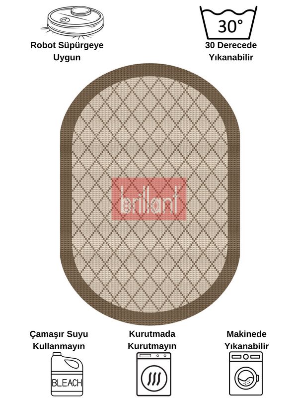 (kahverengi-1) BEJ-KAHVERENGİ Jüt Sisal Görünüm Bordürlü Kaymaz Taban Yolluk Halı - 7