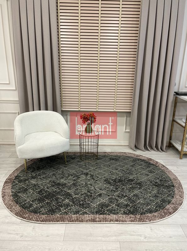 (yesil-bakir) YEŞİL-KAHVERENGİ Jüt Sisal Görünüm Bordürlü Kaymaz Taban Yolluk Halı - 2