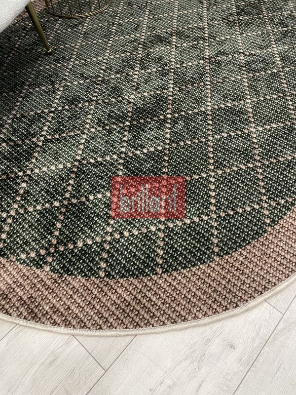 (yesil-bakir) YEŞİL-KAHVERENGİ Jüt Sisal Görünüm Bordürlü Kaymaz Taban Yolluk Halı - 3