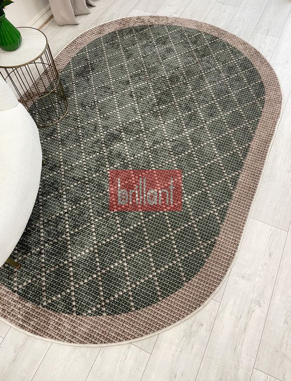 (yesil-bakir) YEŞİL-KAHVERENGİ Jüt Sisal Görünüm Bordürlü Kaymaz Taban Yolluk Halı - 4