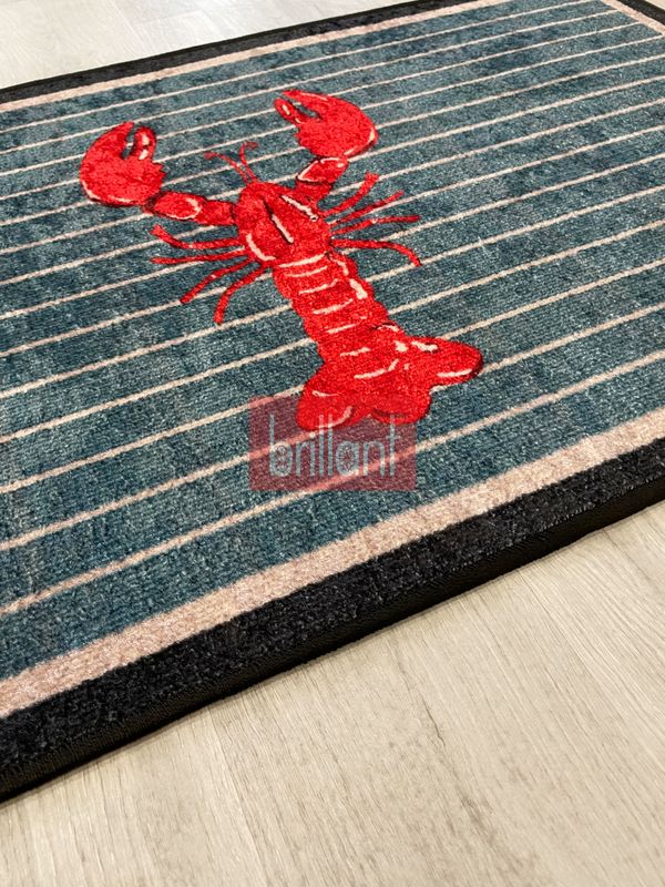 (mavi) 2'li Istakoz Desen Lateks Taban Banyo Paspası (60X100-60x50) - 3