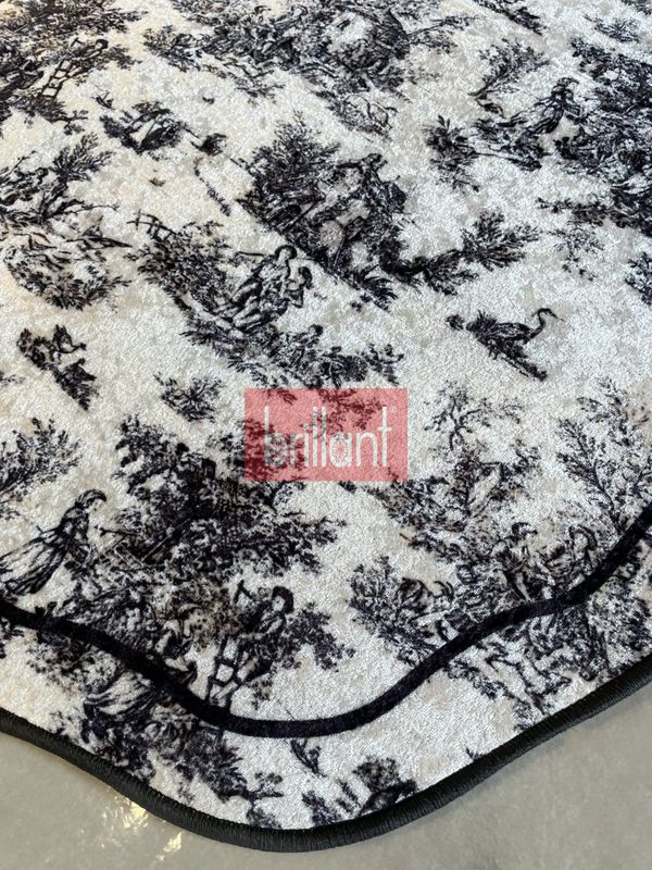 (siyah) Toile de Jouy Temalı Tekli Lateks Taban Banyo Paspası (45x55) - 6