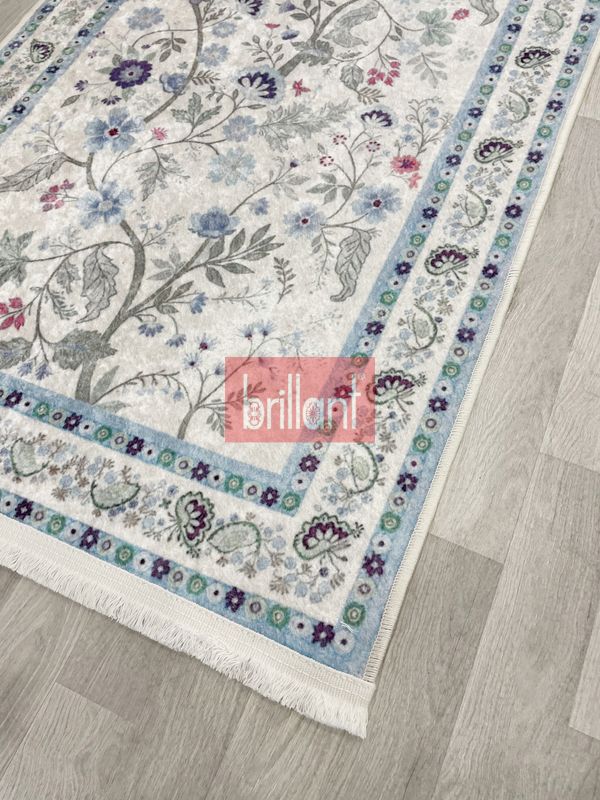 (mavi) Modern Çiçekli Medine Seccade 80x140 - 3