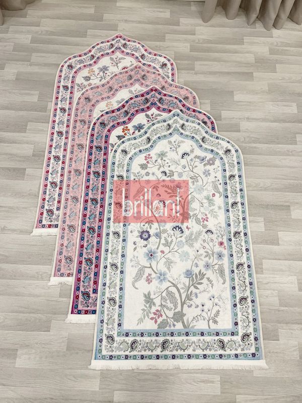 (pudra) Modern Çiçekli Medine Seccade 80x140 - 4