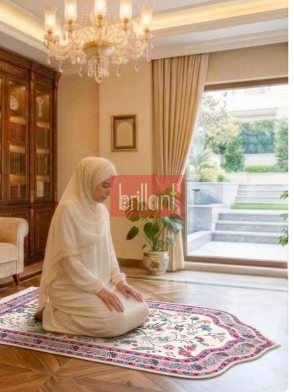 (lila) Modern Çiçekli Medine Seccade 80x140 - 2