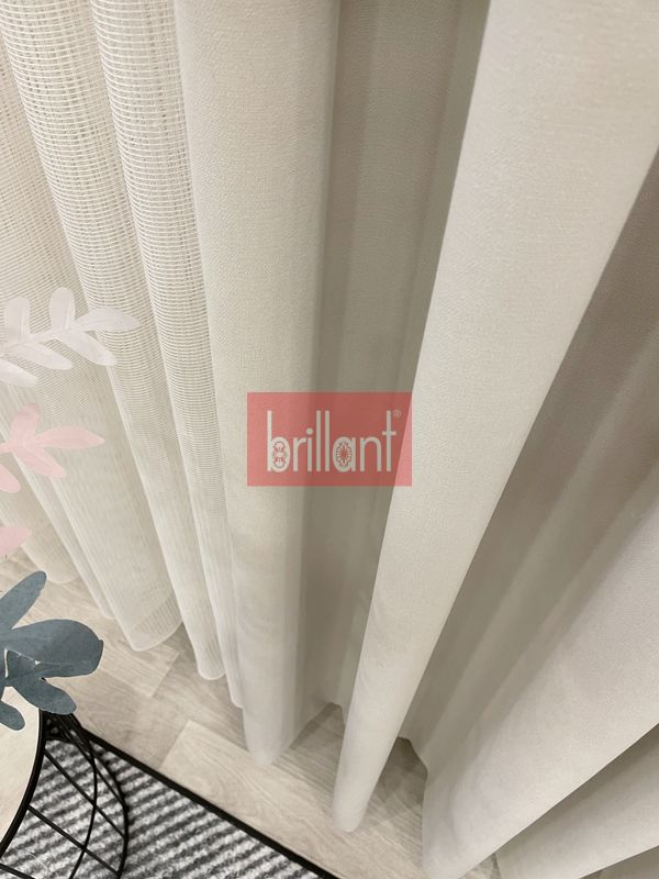 (ekru) EKRU Renk 1/3 SIK PİLE Petek Dokuma Yumuşak Yapılı Panama Fon Perde - 2