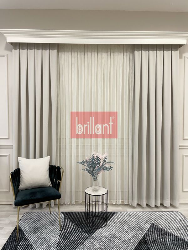 (ekru) EKRU Renk 1/3 SIK PİLE Petek Dokuma Yumuşak Yapılı Panama Fon Perde - 4