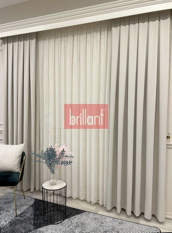 (ekru) EKRU Renk 1/3 SIK PİLE Petek Dokuma Yumuşak Yapılı Panama Fon Perde - 6