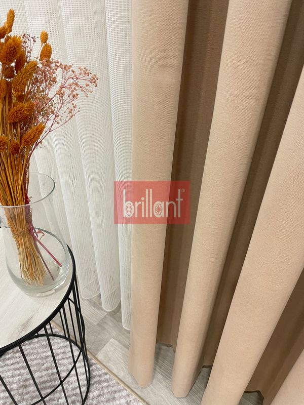 (bej) CAMEL Renk 1/3 SIK PİLE Petek Dokuma Yumuşak Yapılı Panama Fon Perde - 4