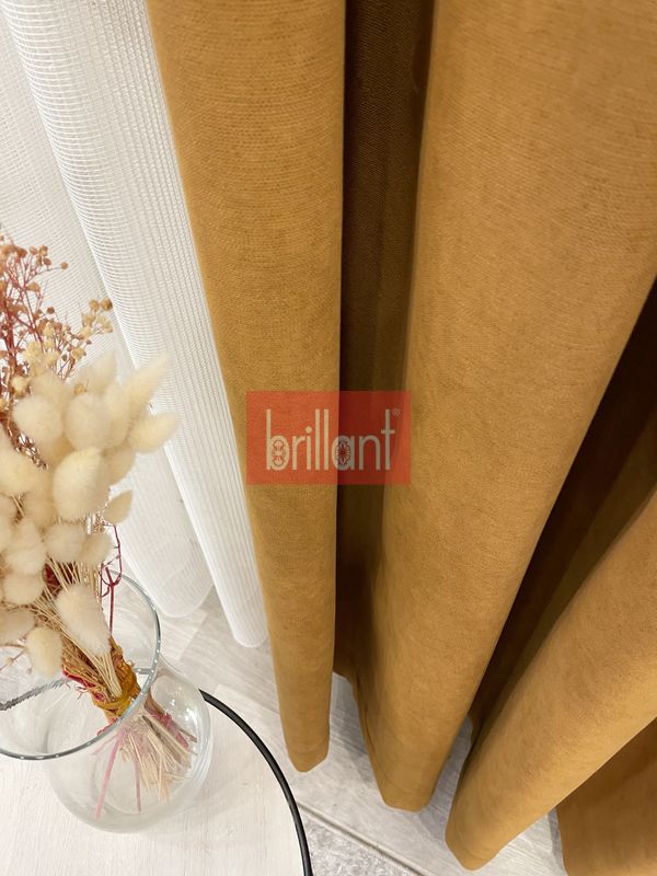 (hardal) HARDAL Renk 1/3 SIK PİLE Petek Dokuma Yumuşak Yapılı Panama Fon Perde - 2