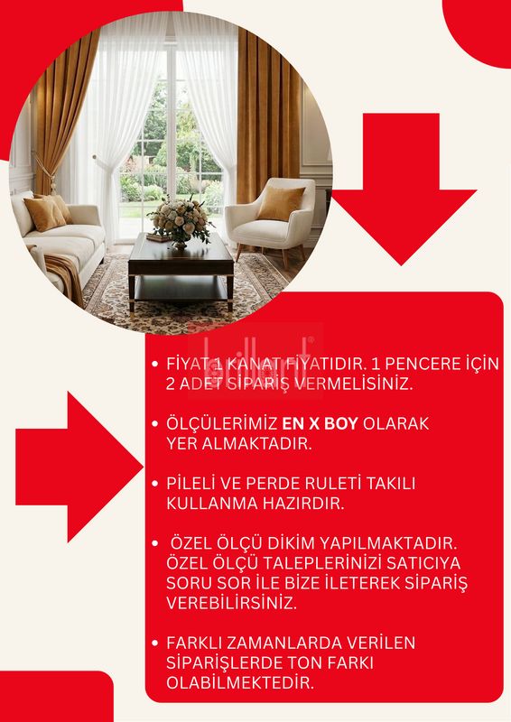 (hardal) HARDAL Renk 1/3 SIK PİLE Petek Dokuma Yumuşak Yapılı Panama Fon Perde - 7