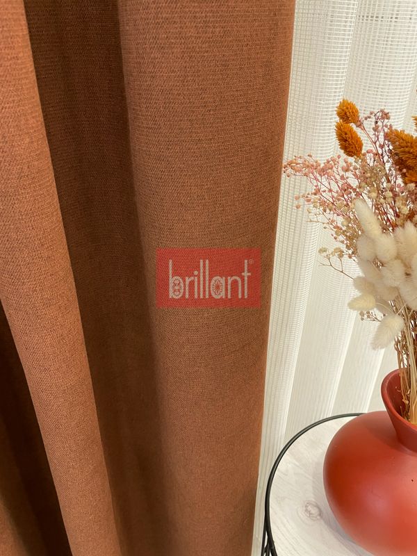 (kahverengi) KIZILKAHVE Renk 1/3 SIK PİLE Petek Dokuma Yumuşak Yapılı Panama Fon Perde - 2