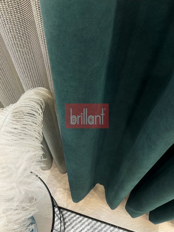 (zumrut-yesili) KOYU YEŞİL Renk 1/3 SIK PİLE Petek Dokuma Yumuşak Yapılı Panama Fon Perde - 2