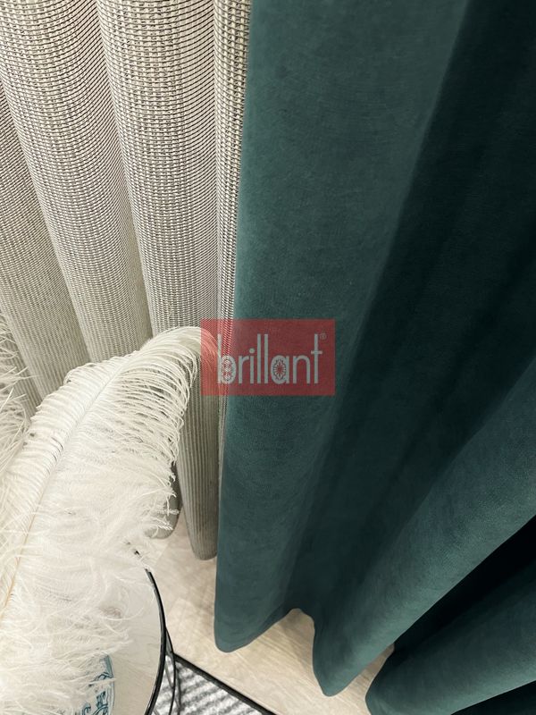 (zumrut-yesili) KOYU YEŞİL Renk 1/3 SIK PİLE Petek Dokuma Yumuşak Yapılı Panama Fon Perde - 3