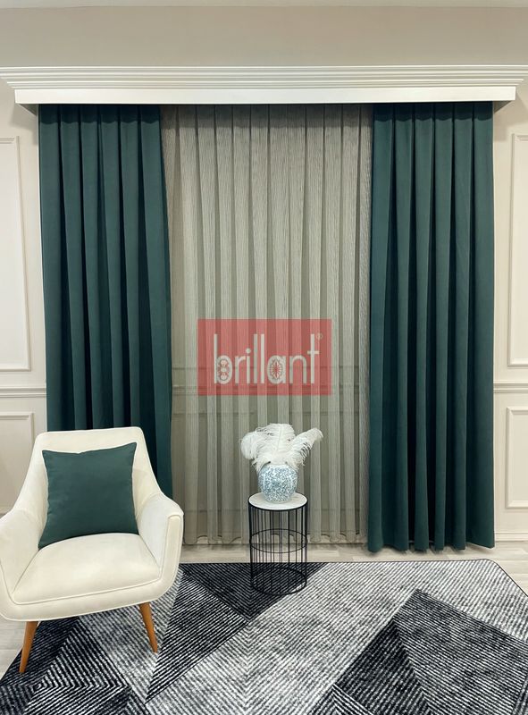 (zumrut-yesili) KOYU YEŞİL Renk 1/3 SIK PİLE Petek Dokuma Yumuşak Yapılı Panama Fon Perde - 5