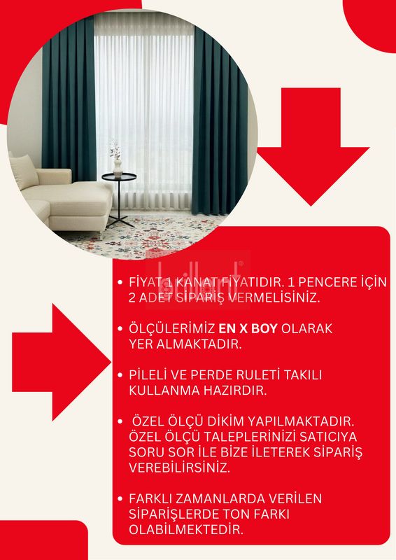 (zumrut-yesili) KOYU YEŞİL Renk 1/3 SIK PİLE Petek Dokuma Yumuşak Yapılı Panama Fon Perde - 7