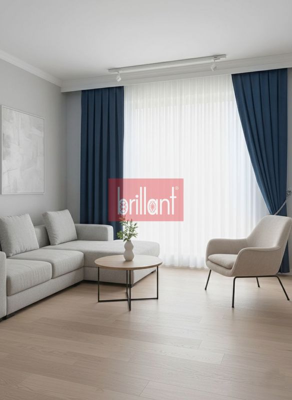 (mavi) INDİGO MAVİ Renk 1/3 SIK PİLE Petek Dokuma Yumuşak Yapılı Panama Fon Perde - 2