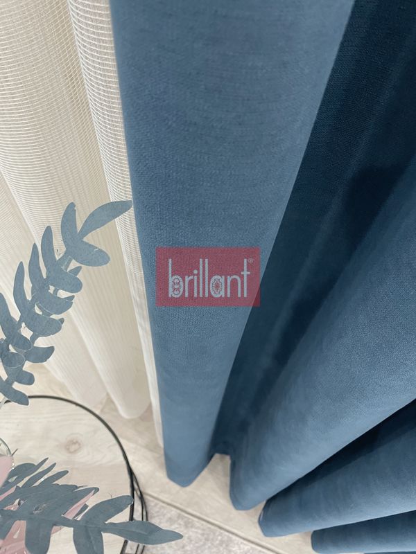 (mavi) INDİGO MAVİ Renk 1/3 SIK PİLE Petek Dokuma Yumuşak Yapılı Panama Fon Perde - 3