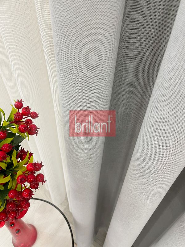 (acik-gri) AÇIK GRİ Renk 1/3 SIK PİLE Petek Dokuma Yumuşak Yapılı Panama Fon Perde - 3