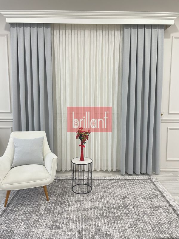 (acik-gri) AÇIK GRİ Renk 1/3 SIK PİLE Petek Dokuma Yumuşak Yapılı Panama Fon Perde - 4