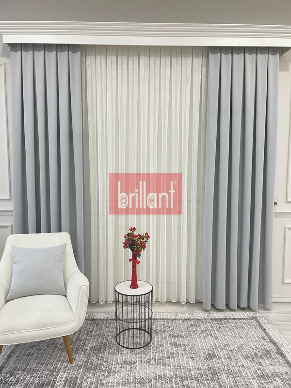 (acik-gri) AÇIK GRİ Renk 1/3 SIK PİLE Petek Dokuma Yumuşak Yapılı Panama Fon Perde - 5