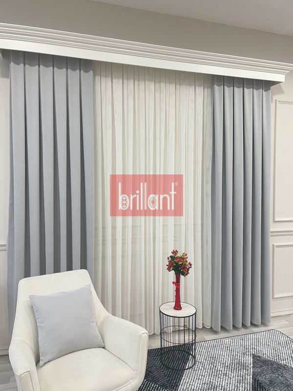 (acik-gri) AÇIK GRİ Renk 1/3 SIK PİLE Petek Dokuma Yumuşak Yapılı Panama Fon Perde - 6