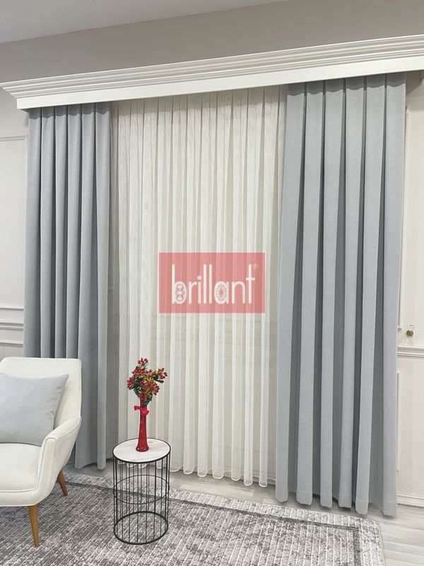 (acik-gri) AÇIK GRİ Renk 1/3 SIK PİLE Petek Dokuma Yumuşak Yapılı Panama Fon Perde - 7