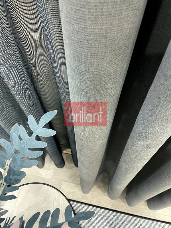 (gri) GRİ Renk 1/3 SIK PİLE Petek Dokuma Yumuşak Yapılı Panama Fon Perde - 3