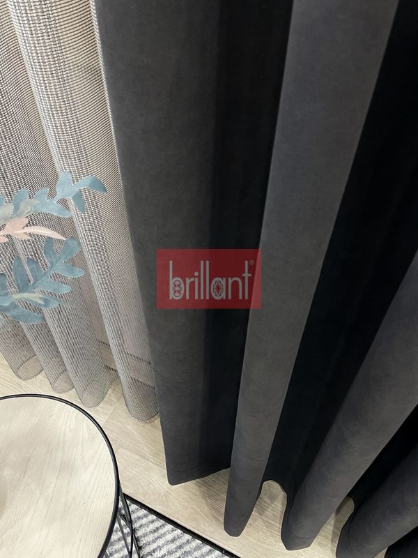 (fume) KOYU FÜME Renk 1/3 SIK PİLE Petek Dokuma Yumuşak Yapılı Panama Fon Perde - 2