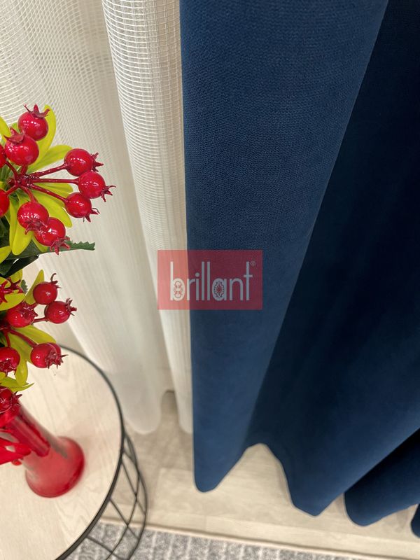(lacivert) LACİVERT Renk 1/3 SIK PİLE Petek Dokuma Yumuşak Yapılı Panama Fon Perde - 2