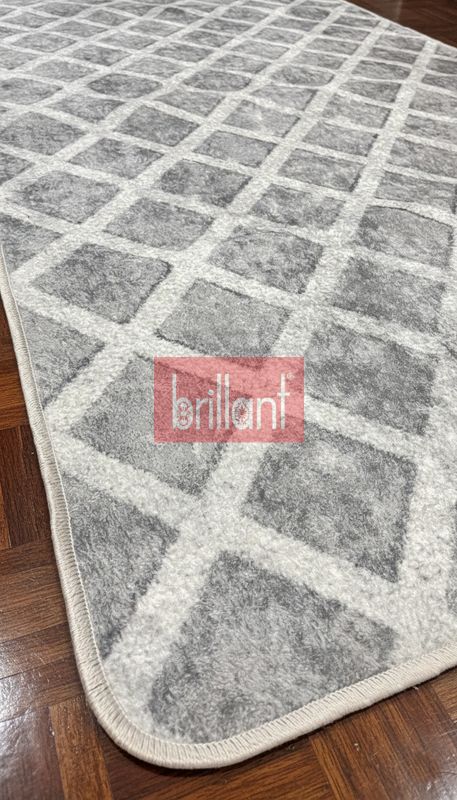 (gri) Baklava Desenli Gri Renk Kaymaz Taban Mutfak Halısı - 5