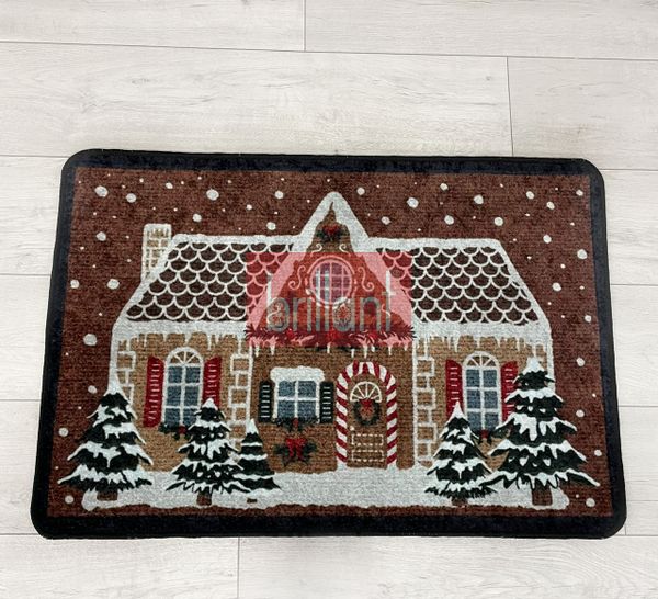 (kahverengi) Yılbaşı Temalı Kapıönü Ağaç Altı Paspası Kahve (60x90) - 3