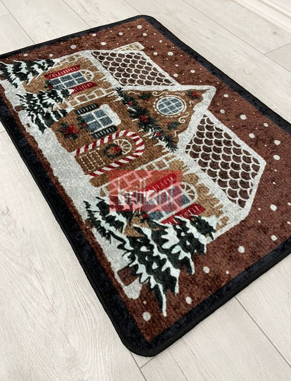 (kahverengi) Yılbaşı Temalı Kapıönü Ağaç Altı Paspası Kahve (60x90) - 5