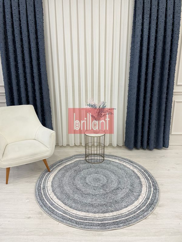 (griyuvarlak) Hasır Jüt Görünümlü Lateks Kaymaz Taban Halı - 2