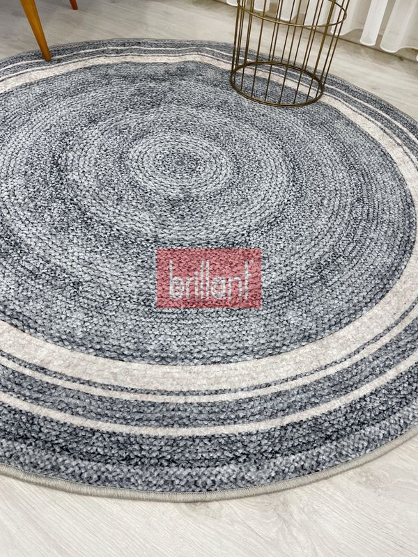 (griyuvarlak) Hasır Jüt Görünümlü Lateks Kaymaz Taban Halı - 5