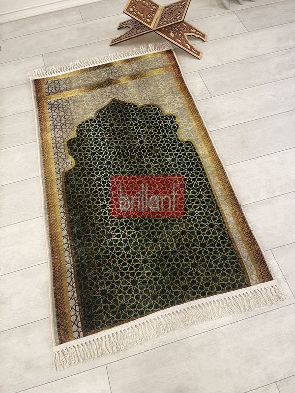 (yesil) Seccade Saçaklı (lateks Taban) 75x125 Ebat - 3