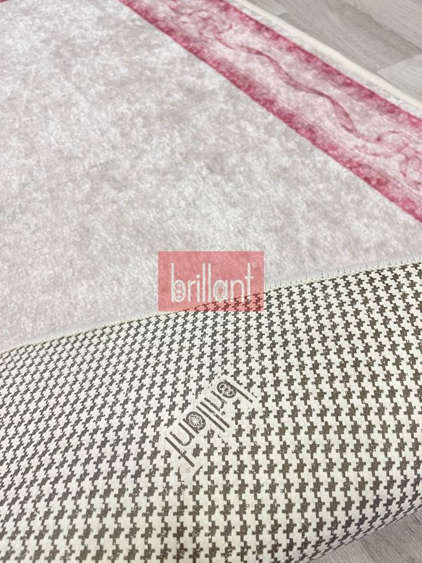 (ekru) 2'li Fiyonklu Bordürlü  Lateks Taban Banyo Paspası (60x100-60x50) - 4