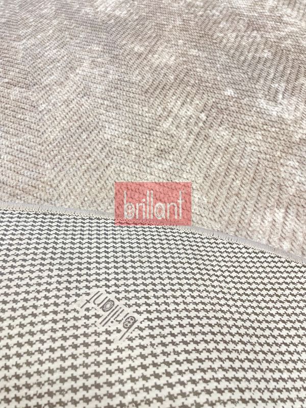 (bej) Modern Lateks Taban Oval Salon Antre Halı - 5