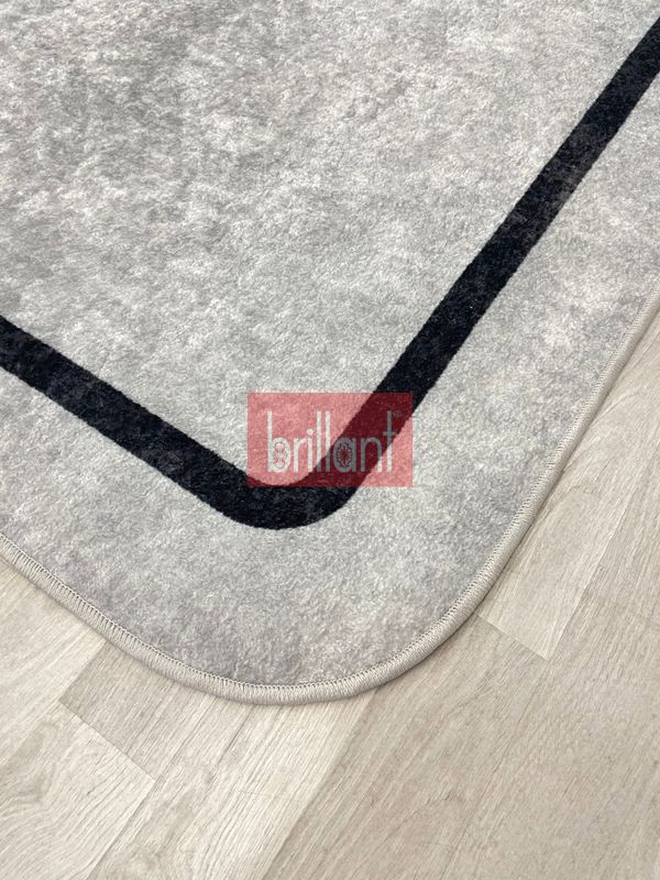 (gri) Çerçeveli Lateks Taban Salon Antre Halı - 5