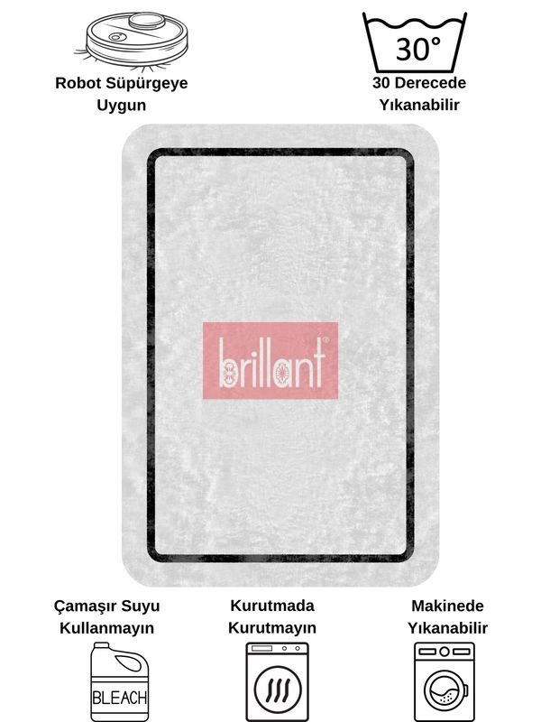(gri) Çerçeveli Lateks Taban Salon Antre Halı - 7